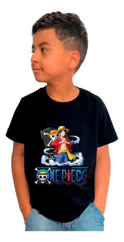 Camiseta Infantil One Piece Monkey D. Luffy Anime Manga 