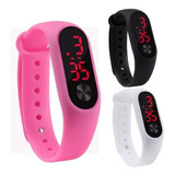 Relogio Digital Bracelete Esportivo Led Unissex Cor Da Correia Pink Cor Do Bisel Preto Cor Do Fundo Preto