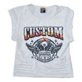 Remera Custom Con Rotura Motorcycles Teens Girls Tendencia 