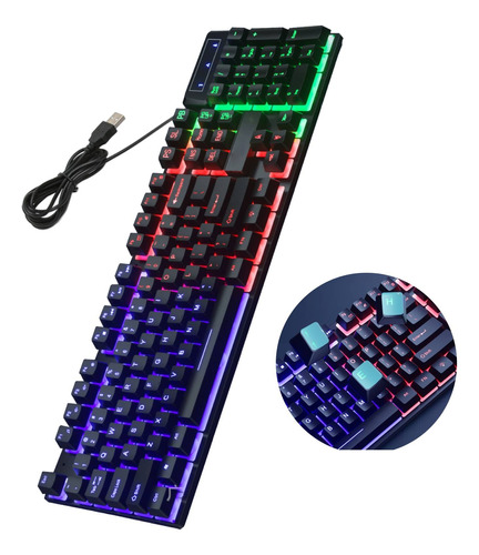 Teclado Gamer Qwerty H600 Negro Iluminacion Rgb 104 Llaves