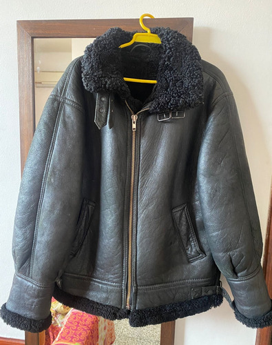 Campera De Cuero Oveja Con Corderito Negro