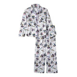 Joe Boxer Girls White Flannel Sleepwear Set Mustache Pug Paj