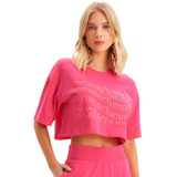 Camiseta Cropped Easy Lança Perfume In23 Rosa Feminino