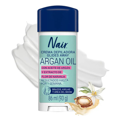 Nair Crema Depiladora Glides Away Argan Oil 86 ml. Probada por Dermatólogos con Ingredientes Naturales. Piel Suave y Tersa hasta por 1 Semana | MercadoLibre