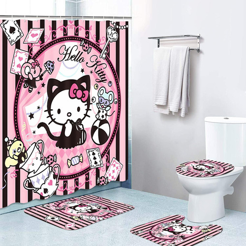 Lindos Juegos De Cortinas De Ducha De Hello Kitty, 4 Unidade