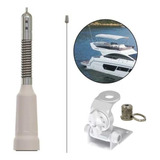 Kit Antena Marítima Vhf P/barco Lancha Escuna Suporte Branco