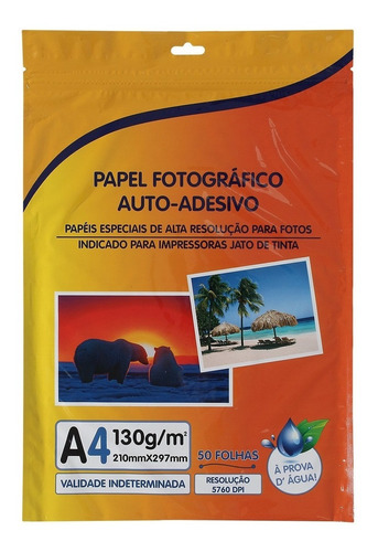 Papel Fotográfico Adesivo 130g Premium A4 Glossy 1000 Folhas