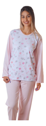 Pijama De Frio Feminino Manga Longa De Algodão