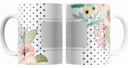 Taza Ceramica Personalizada Diseños Florales Con Nombre
