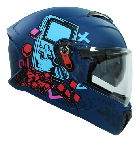 Casco Ghira Gh1000 Pro Azul Mate Gamer Abatible Certificado