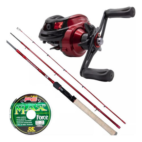 Kit Pesca Carretilha Maruri Logan 10000+ Vara Indiana+ Linha