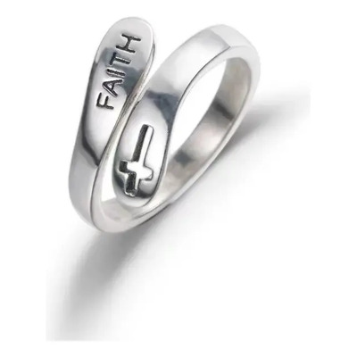 Cruz Anillo De Doble Capa Mujeres Hip Hop Anillo Dedo Índice