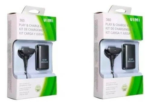 Pack 2 Kit Carga Juega Xbox 360 4800mah Cable Batería+regalo