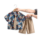 Conjunto De Camisa Com Estampa De Flores E Shorts