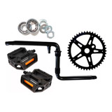 Kit Caja Pedalera Playera Biela Plato Pedales Richard Bikes