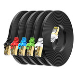 Cable Ethernet Cat8 10ft 5 Pack, Rj45 Plano, 40gbps