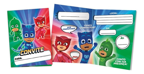 Convite De Aniversário Festa Pj Masks 16 Uni Regina Festas