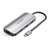 Hub Multipuerto 6 En 1 Hdmi Usb 3.0  Usb-c Pd Vention