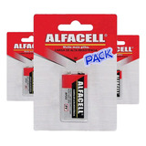 Bateria 9v Alfacell Pilha Kit 3 Unidades