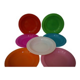 Platos Plásticos Hondos Irrompibles De Colores X 50 Unidades