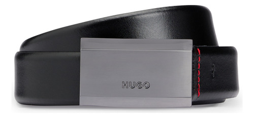 Cinturón Para Hombre Hugo De Piel Con Logo En Hebilla Color Negro Talla 34.0