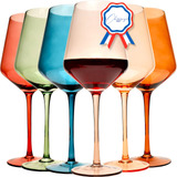 Chaneize Paris - Juego De 6 Copas De Vino De Colores De Lujo