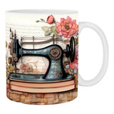 Taza Floral Para Máquina De Coser, Divertida Taza De Café, T