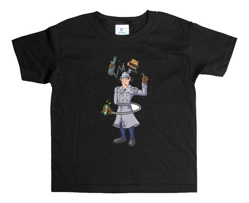 Remera Negra Niños Inspector Gadget R116