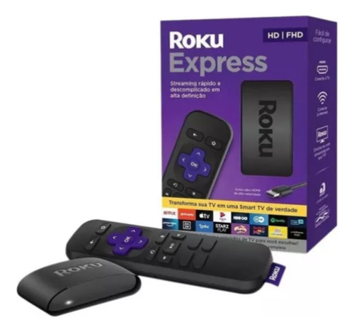 Roku Express 3960br Full Hd Conversor Smart Tv Com Controle
