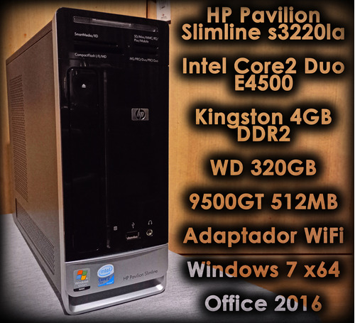 Hp Pavilion Slimline, C2d E4500,320gb,4gb Ddr2, 9500gt, Wifi