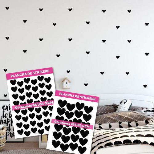 Plancha Vinilo Decorativo Corazones Pared Autoadhesivas