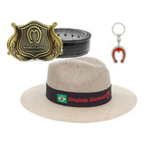 Kit Chapeu Country Mm + Cinto C/ Fivela Escudo + Chaveiro