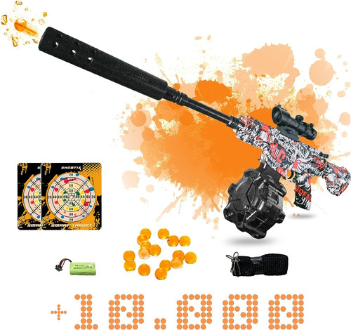 Pistola De Hidrogel M416 Drum Premium 2 Tiros Al Blanco