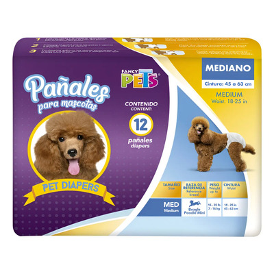 Pañales Para Perro Talla Mediana Fancy Pets 12 Piezas Para Celo E Incontinencia Pañales Para Perro Hembra Mediano | MercadoLibre