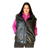 Chaleco Puffer Engomado Oversize Eco Cuero Talles Grandes