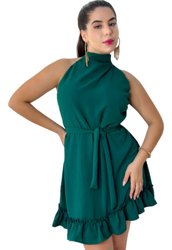 Vestido Feminino Gola Soltinho Frente Unica Moda Gringa