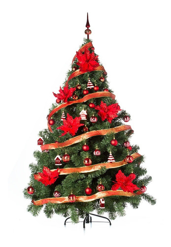 Arbol Navidad Montañes Deluxe 2,10mts Deco Rojo Cybermonday