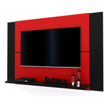 Panel Lcd Led Rack Modular Modulo Mueble Moderno Diseño H/55 Color Rojo