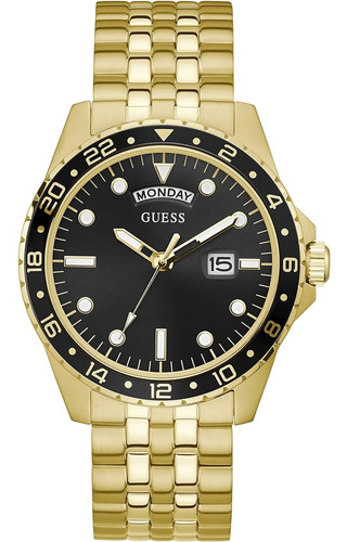 Guess Vestido De Hombre Day-date 44mm Reloj Esfera Negra Con