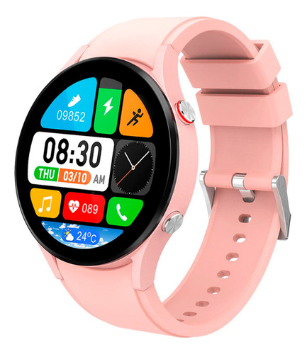 Smartwatch Reloj Inteligente Hombre Mujer Android Noga Sw14 Color De La Caja Negro Color De La Malla Rosa