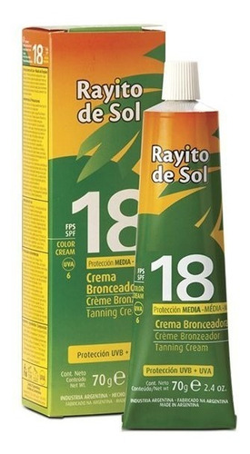 Crema Bronceadora Fps18 70g Rayito De Sol