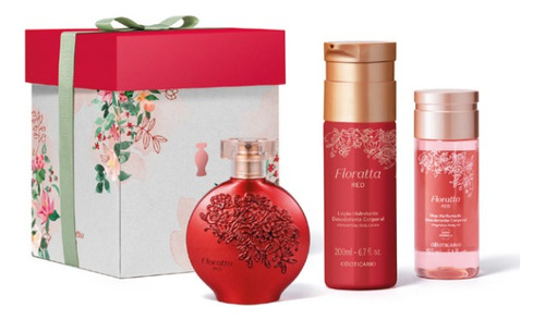 Kit Presente Perfume Floratta Red Oboticario + Loção Hidratante Corporal E Óleo Perfumado Mulher Presente Dia Das Mães Promoção Lançamento