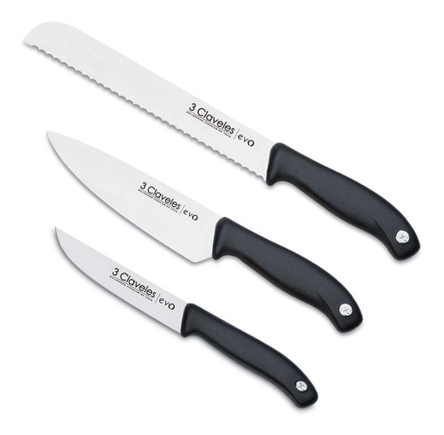 Set 3 Cuchillos Profesionales Cocina Panero 3 Claveles Evo