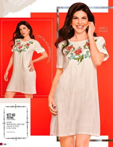 Vestido  Cklass 977-63 Ivory Bordado Outlet/saldos Mchn