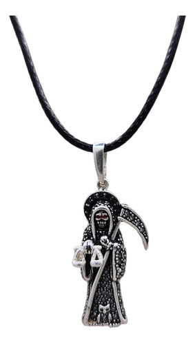 Collar Santa Muerte Con Zirconia Plata Ley 925 