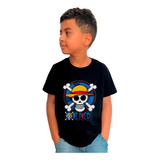 Camiseta Infantil One Piece Bandeira Monkey D Luffy Anime