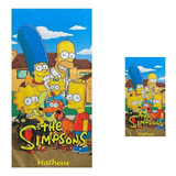 Kit 1 Toalha Banho Simpsons + 1 Toalha Rosto Personalizada