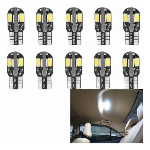 10 Focos Led T10 W5w 194 168 2825 192 Canbus Tablero