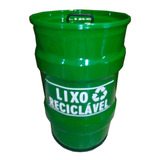 Lixeira Metalica Tambor Lixo Reciclavel Tonel 50lt