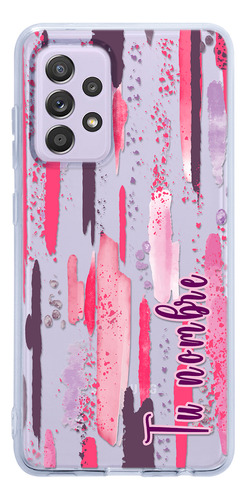 Funda Para Galaxy Mujer Manchas Pintura Rosa Con Nombre